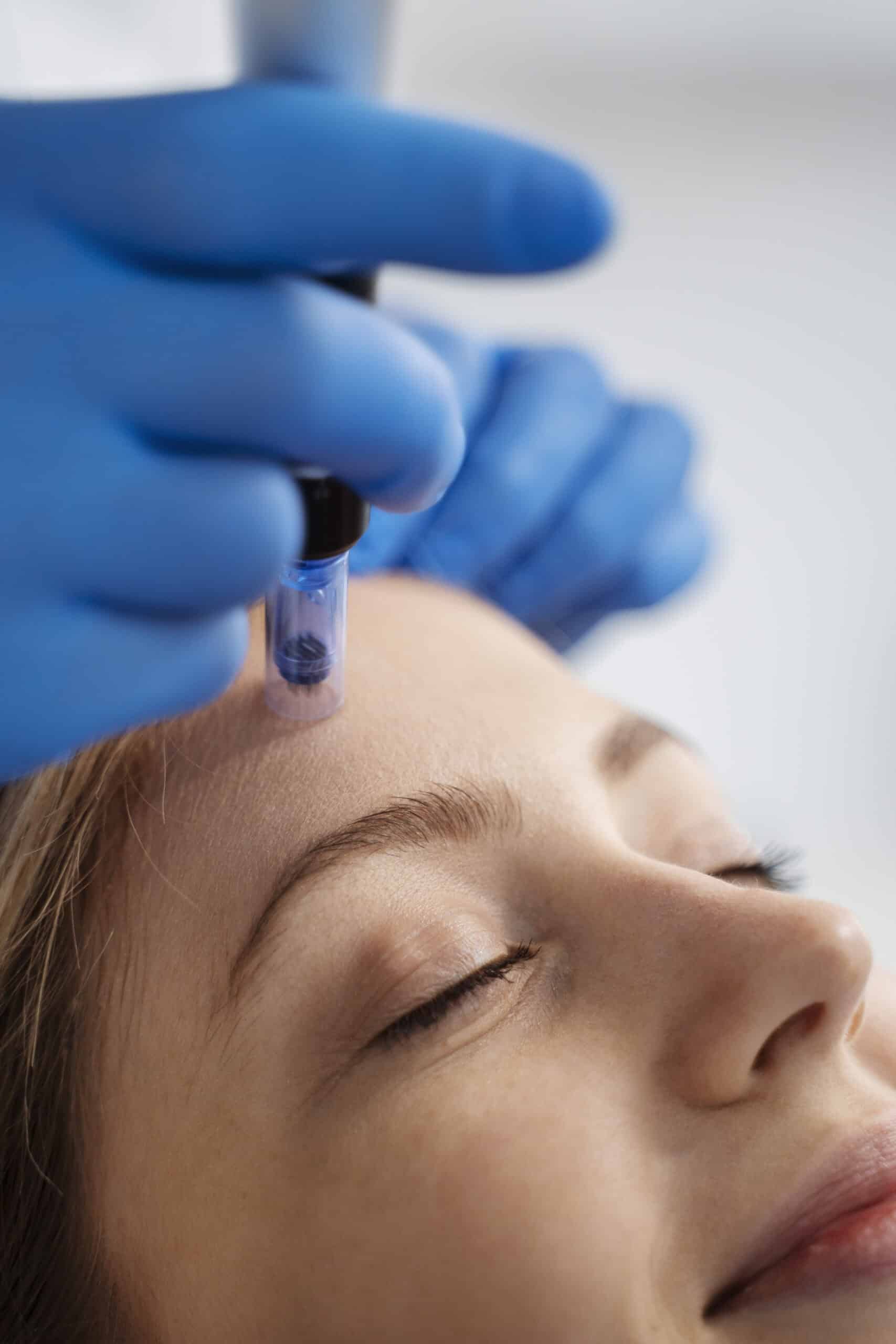patient undergoing microneedling procedure